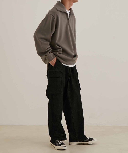 ADAM ET ROPE'（アダムエロペ）の「鹿の子ダンボール オーバーサイズ ハーフジップ プルオーバー（パーカー・メンズ・グレー系その他/ブラック・L/M）」の20枚目の写真