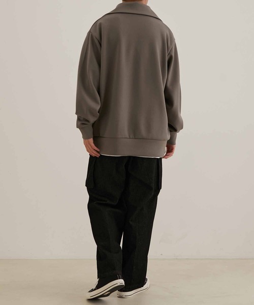ADAM ET ROPE'（アダムエロペ）の「鹿の子ダンボール オーバーサイズ ハーフジップ プルオーバー（パーカー・メンズ・グレー系その他/ブラック・L/M）」の14枚目の写真