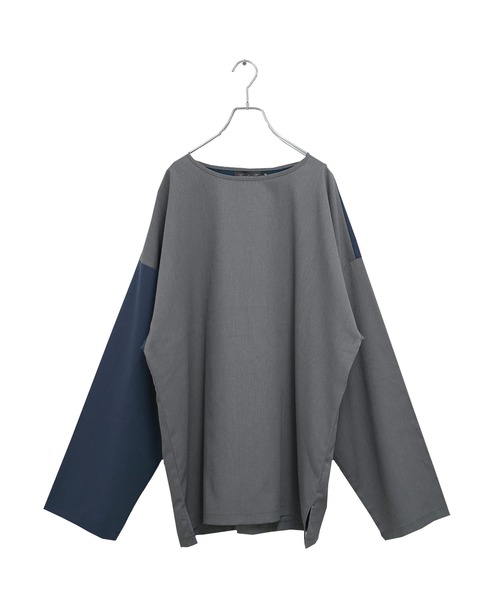 MinoriTY(マイノリティ)の「【MinoriTY】バイカラービッグシルエット切り替えロンT Tシャツ メンズ 無地 秋服 オーバーサイズ 部屋着(Tシャツ/カットソー・メンズ・グレイッシュベージュ/ブラック/ネイビー/グレー/モカ・M/L/S)」の21枚目の写真