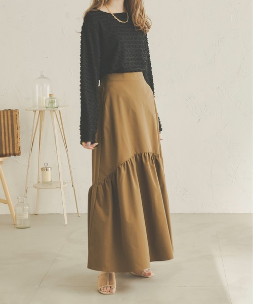 Ambre Neige（アンブルネージュ）の「【新色追加】クシュクシュメロートップス／WEB/EC限定商品（Tシャツ/カットソー・レディース・ブラック/ベージュ/アイボリー・FREE）」の20枚目の写真