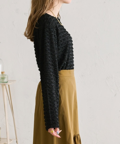 Ambre Neige（アンブルネージュ）の「【新色追加】クシュクシュメロートップス／WEB/EC限定商品（Tシャツ/カットソー・レディース・ブラック/ベージュ/アイボリー・FREE）」の18枚目の写真