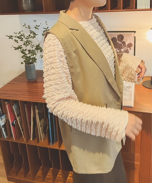 Ambre Neige（アンブルネージュ）の「【新色追加】クシュクシュメロートップス／WEB/EC限定商品（Tシャツ/カットソー・レディース・ブラック/ベージュ/アイボリー・FREE）」の4枚目の写真