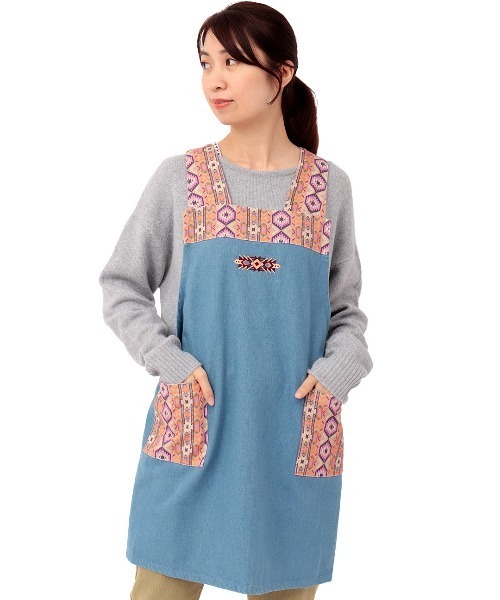 チチカカ（チチカカ）の「ネイティブデニムエプロン（エプロン・レディース・ブルー/ネイビー・FREE）」の6枚目の写真