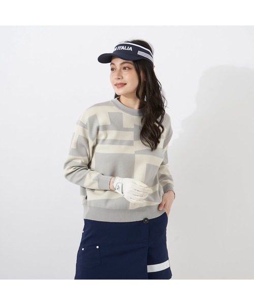 FILA GOLF(フィラゴルフ )の「FILA GOLF/フィラ ゴルフ セーター ニット ジャガード グラフィック柄 軽量 クルーネック プルオーバー(ニット/セーター・レディース・ライトグレー/ブラック/ブラウン/オフホワイト・S/M/L)」の4枚目の写真