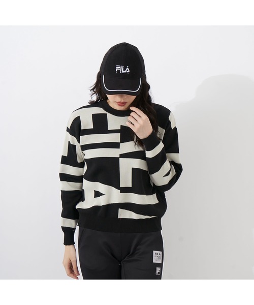FILA GOLF(フィラゴルフ )の「FILA GOLF/フィラ ゴルフ セーター ニット ジャガード グラフィック柄 軽量 クルーネック プルオーバー(ニット/セーター・レディース・ライトグレー/ブラック/ブラウン/オフホワイト・S/M/L)」の19枚目の写真