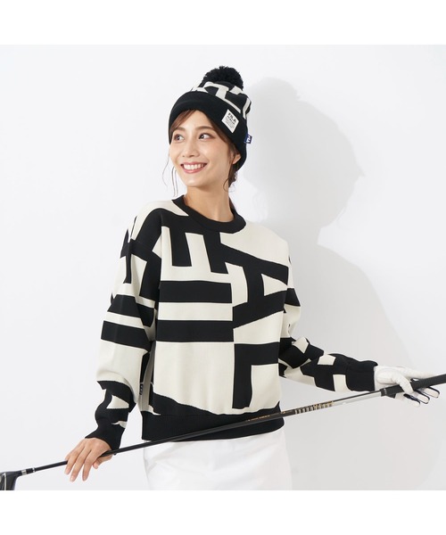 FILA GOLF(フィラゴルフ )の「FILA GOLF/フィラ ゴルフ セーター ニット ジャガード グラフィック柄 軽量 クルーネック プルオーバー(ニット/セーター・レディース・ライトグレー/ブラック/ブラウン/オフホワイト・S/M/L)」の7枚目の写真