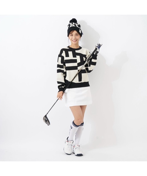FILA GOLF(フィラゴルフ )の「FILA GOLF/フィラ ゴルフ セーター ニット ジャガード グラフィック柄 軽量 クルーネック プルオーバー(ニット/セーター・レディース・ライトグレー/ブラック/ブラウン/オフホワイト・S/M/L)」の12枚目の写真