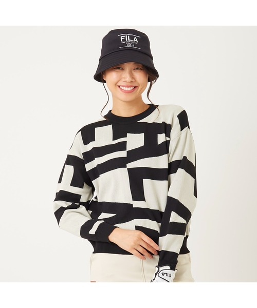 FILA GOLF(フィラゴルフ )の「FILA GOLF/フィラ ゴルフ セーター ニット ジャガード グラフィック柄 軽量 クルーネック プルオーバー(ニット/セーター・レディース・ライトグレー/ブラック/ブラウン/オフホワイト・S/M/L)」の8枚目の写真
