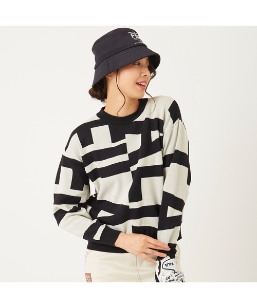 FILA GOLF(フィラゴルフ )の「FILA GOLF/フィラ ゴルフ セーター ニット ジャガード グラフィック柄 軽量 クルーネック プルオーバー(ニット/セーター・レディース・ライトグレー/ブラック/ブラウン/オフホワイト・S/M/L)」の9枚目の写真