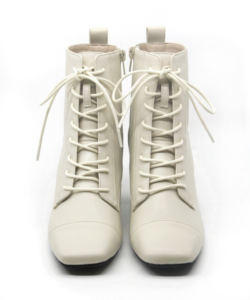 Sugar Sugar（シュガーシュガー）の「【SUGAR SUGAR シュガーシュガー】スクエアレースアップブーツ（ブーツ・レディース・ブラック/アイボリー・LL/S/M/L）」の4枚目の写真