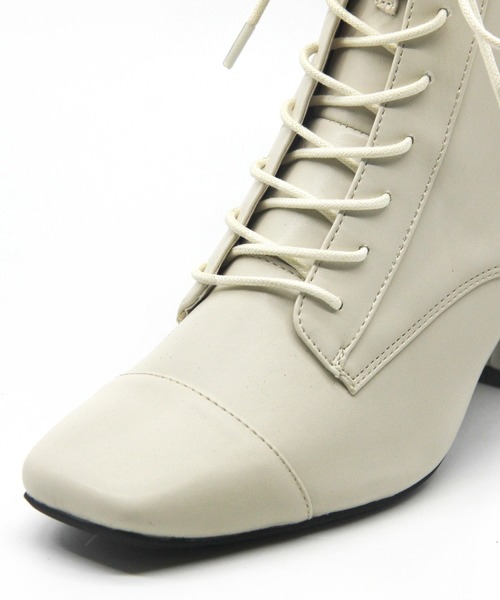 Sugar Sugar（シュガーシュガー）の「【SUGAR SUGAR シュガーシュガー】スクエアレースアップブーツ（ブーツ・レディース・ブラック/アイボリー・LL/S/M/L）」の7枚目の写真