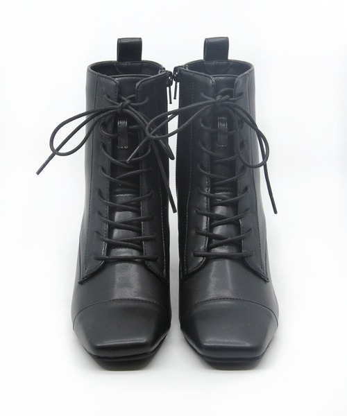 Sugar Sugar（シュガーシュガー）の「【SUGAR SUGAR シュガーシュガー】スクエアレースアップブーツ（ブーツ・レディース・ブラック/アイボリー・LL/S/M/L）」の9枚目の写真