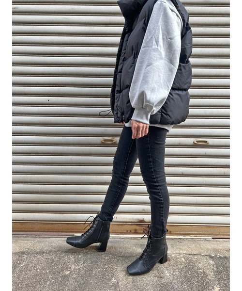 Sugar Sugar（シュガーシュガー）の「【SUGAR SUGAR シュガーシュガー】スクエアレースアップブーツ（ブーツ・レディース・ブラック/アイボリー・LL/S/M/L）」の17枚目の写真