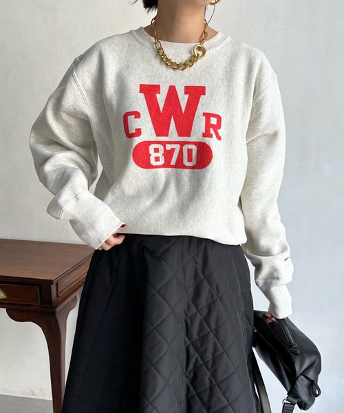 Champion(チャンピオン)の「【Champion/チャンピオン】RW CREWNECK SWEATSHIRT(スウェット・レディース・ベージュ/ネイビー・LARGE)」の1枚目の写真