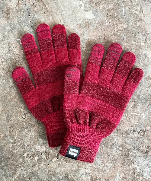 EVOLG（エヴォログ）の「EVOLG エヴォログ: MC.ｖ2　スマホ対応 メンズ　レディース　ユニセックス　ボーダー手袋（手袋・レディース・ブルー/ブラック/ネイビー/ベージュ/レッド・FREE）」の5枚目の写真