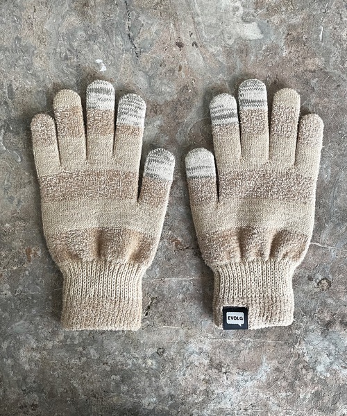 EVOLG（エヴォログ）の「EVOLG エヴォログ: MC.ｖ2　スマホ対応 メンズ　レディース　ユニセックス　ボーダー手袋（手袋・レディース・ブルー/ブラック/ネイビー/ベージュ/レッド・FREE）」の6枚目の写真