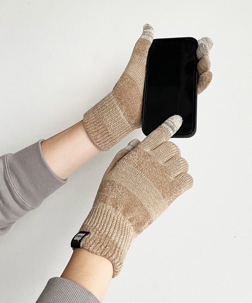 EVOLG（エヴォログ）の「EVOLG エヴォログ: MC.ｖ2　スマホ対応 メンズ　レディース　ユニセックス　ボーダー手袋（手袋・レディース・ブルー/ブラック/ネイビー/ベージュ/レッド・FREE）」の9枚目の写真
