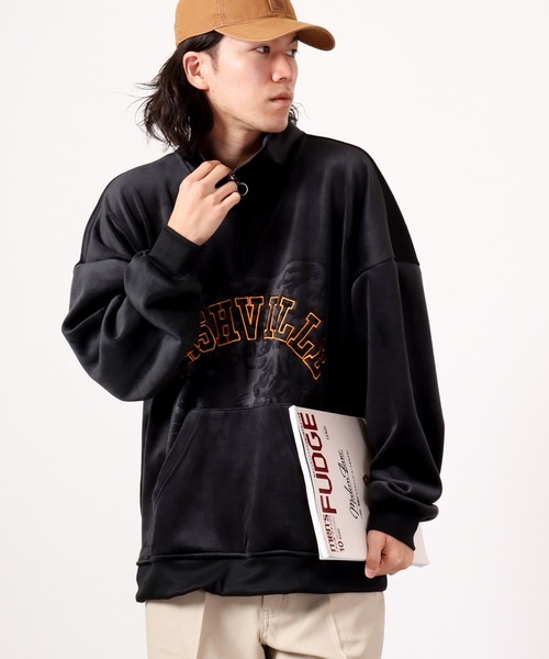 A.T,C in the attic homme(エーティーシーインジアティックオム)の「アーチロゴ マイクロスエード スタンド ハーフZIPトレーナー 2022AW(スウェット・メンズ・ブラック/ベージュ/オフホワイト・L/M)」の17枚目の写真
