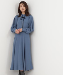 リボン付ボリュームスリーブワンピース