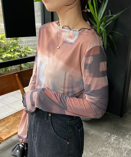 CAPRICIEUX LE'MAGE（カプリシューレマージュ）の「〈AgAwd/アガウド〉パターンシアーTシャツ（Tシャツ/カットソー・レディース・ブラウン/グレー・FREE）」の9枚目の写真