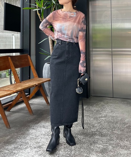 CAPRICIEUX LE'MAGE（カプリシューレマージュ）の「〈AgAwd/アガウド〉パターンシアーTシャツ（Tシャツ/カットソー・レディース・ブラウン/グレー・FREE）」の3枚目の写真