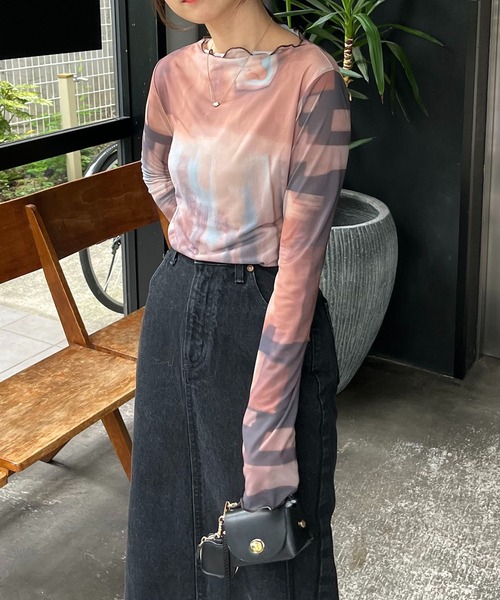 CAPRICIEUX LE'MAGE（カプリシューレマージュ）の「〈AgAwd/アガウド〉パターンシアーTシャツ（Tシャツ/カットソー・レディース・ブラウン/グレー・FREE）」の15枚目の写真