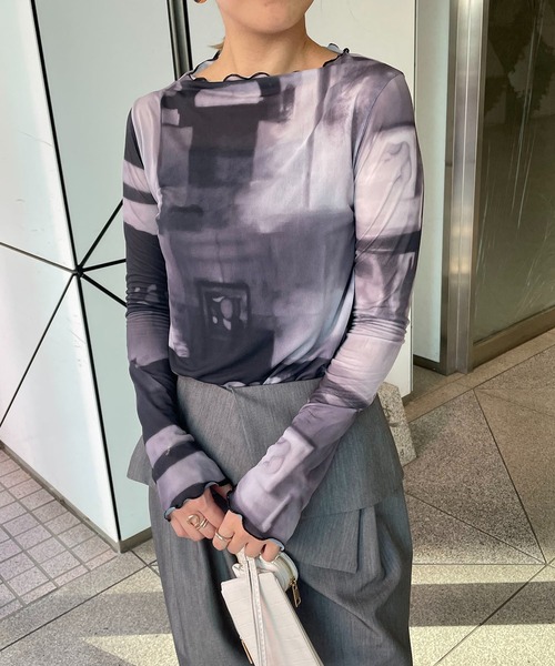 CAPRICIEUX LE'MAGE（カプリシューレマージュ）の「〈AgAwd/アガウド〉パターンシアーTシャツ（Tシャツ/カットソー・レディース・ブラウン/グレー・FREE）」の7枚目の写真