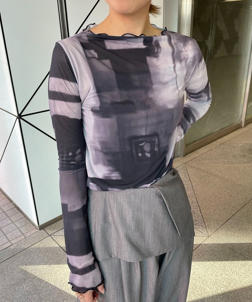 CAPRICIEUX LE'MAGE（カプリシューレマージュ）の「〈AgAwd/アガウド〉パターンシアーTシャツ（Tシャツ/カットソー・レディース・ブラウン/グレー・FREE）」の10枚目の写真