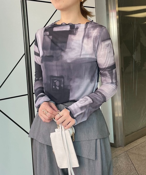 CAPRICIEUX LE'MAGE（カプリシューレマージュ）の「〈AgAwd/アガウド〉パターンシアーTシャツ（Tシャツ/カットソー・レディース・ブラウン/グレー・FREE）」の4枚目の写真