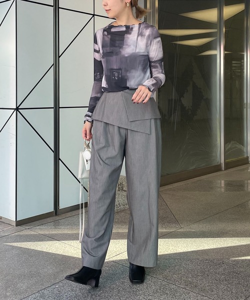 CAPRICIEUX LE'MAGE（カプリシューレマージュ）の「〈AgAwd/アガウド〉パターンシアーTシャツ（Tシャツ/カットソー・レディース・ブラウン/グレー・FREE）」の17枚目の写真