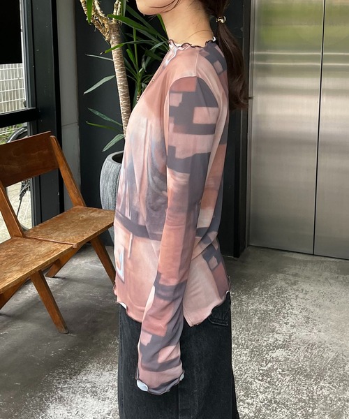 CAPRICIEUX LE'MAGE（カプリシューレマージュ）の「〈AgAwd/アガウド〉パターンシアーTシャツ（Tシャツ/カットソー・レディース・ブラウン/グレー・FREE）」の11枚目の写真