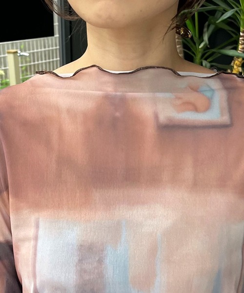 CAPRICIEUX LE'MAGE（カプリシューレマージュ）の「〈AgAwd/アガウド〉パターンシアーTシャツ（Tシャツ/カットソー・レディース・ブラウン/グレー・FREE）」の14枚目の写真