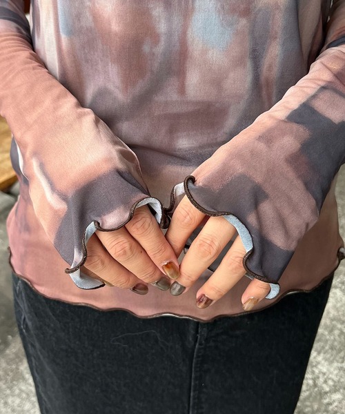 CAPRICIEUX LE'MAGE（カプリシューレマージュ）の「〈AgAwd/アガウド〉パターンシアーTシャツ（Tシャツ/カットソー・レディース・ブラウン/グレー・FREE）」の18枚目の写真