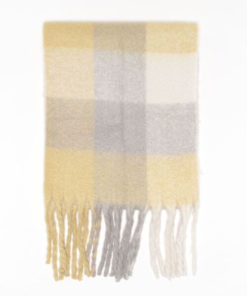 OLD BETTY'S（オールドベティーズ）の「ふわふわボリュームブロックチェックマフラー（マフラー・レディース・ピンク/オレンジ/ブルー/ブラウン/イエロー/ネイビー/グリーン・ﾌﾘ-）」の9枚目の写真