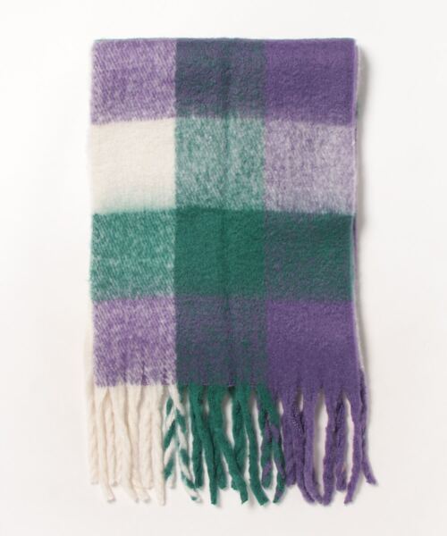 OLD BETTY'S（オールドベティーズ）の「ふわふわボリュームブロックチェックマフラー（マフラー・レディース・ピンク/オレンジ/ブルー/ブラウン/イエロー/ネイビー/グリーン・ﾌﾘ-）」の13枚目の写真