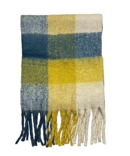 OLD BETTY'S（オールドベティーズ）の「ふわふわボリュームブロックチェックマフラー（マフラー・レディース・ピンク/オレンジ/ブルー/ブラウン/イエロー/ネイビー/グリーン・ﾌﾘ-）」の15枚目の写真