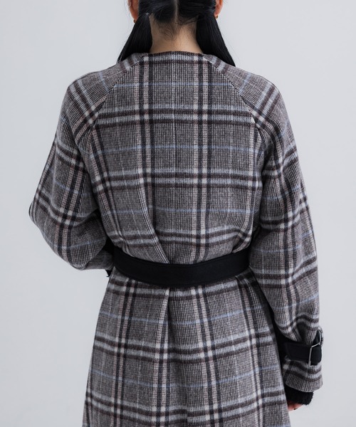 【セール】【WEB限定】バックチェックフレアコート｜保温/ウール100%（ノーカラーコート）｜UNITED TOKYO（ユナイテッドトウキョウ）