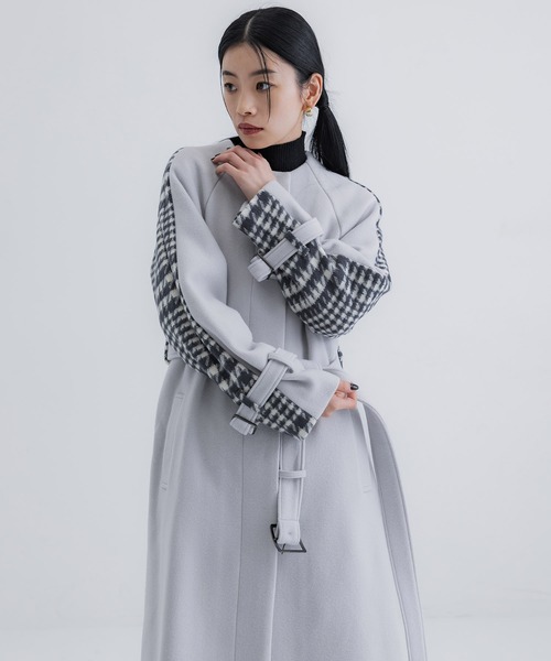 【セール】【WEB限定】バックチェックフレアコート｜保温/ウール100%（ノーカラーコート）｜UNITED TOKYO（ユナイテッドトウキョウ）