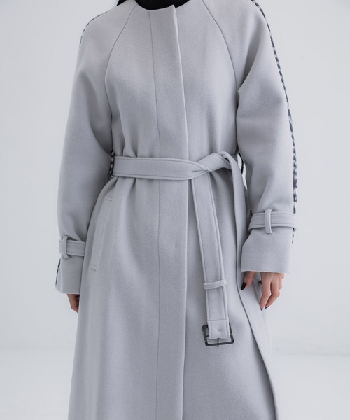 【セール】【WEB限定】バックチェックフレアコート｜保温/ウール100%（ノーカラーコート）｜UNITED TOKYO（ユナイテッドトウキョウ）