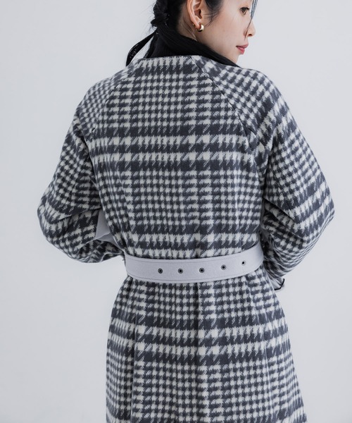 【セール】【WEB限定】バックチェックフレアコート｜保温/ウール100%（ノーカラーコート）｜UNITED TOKYO（ユナイテッドトウキョウ）