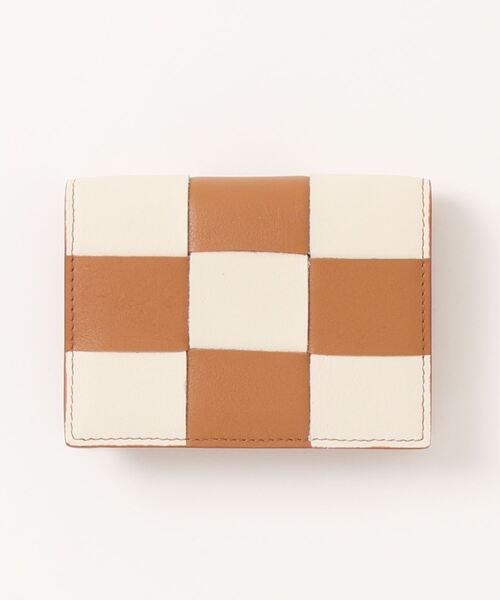 Fun & Daily（ファンアンドデイリー）の「F&D : Cow leather checker card case（名刺入れ・メンズ・ベージュ/ブラック・FREE）」の2枚目の写真