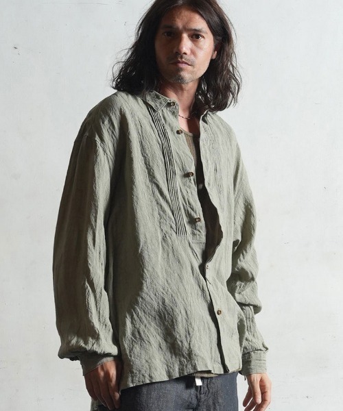 EGO TRIPPING(エゴトリッピング)の「ms5173- BELGIUMLINEN DRESS SHIRTS シャツ(シャツ/ブラウス・メンズ・サックスブルー/サンドグレー・46/48)」の2枚目の写真