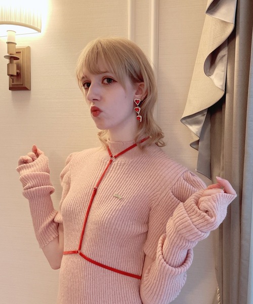 lilLilly（リルリリー）の「トリプルハートビジューピアス（ピアス（両耳用）・レディース・レッド/ピンク/ホワイト/パープル・FREE）」の4枚目の写真