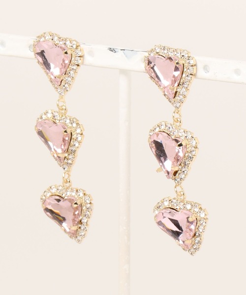 lilLilly（リルリリー）の「トリプルハートビジューピアス（ピアス（両耳用）・レディース・レッド/ピンク/ホワイト/パープル・FREE）」の10枚目の写真