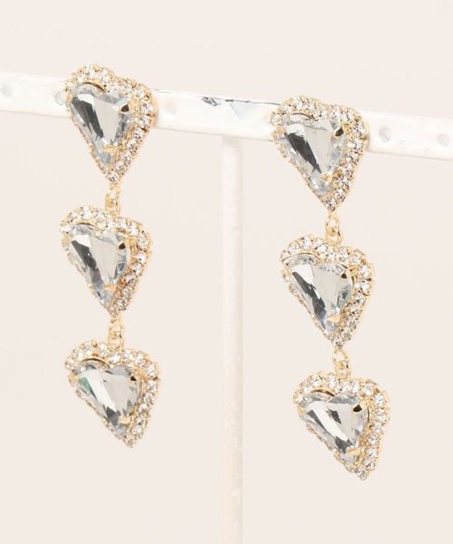 lilLilly（リルリリー）の「トリプルハートビジューピアス（ピアス（両耳用）・レディース・レッド/ピンク/ホワイト/パープル・FREE）」の12枚目の写真