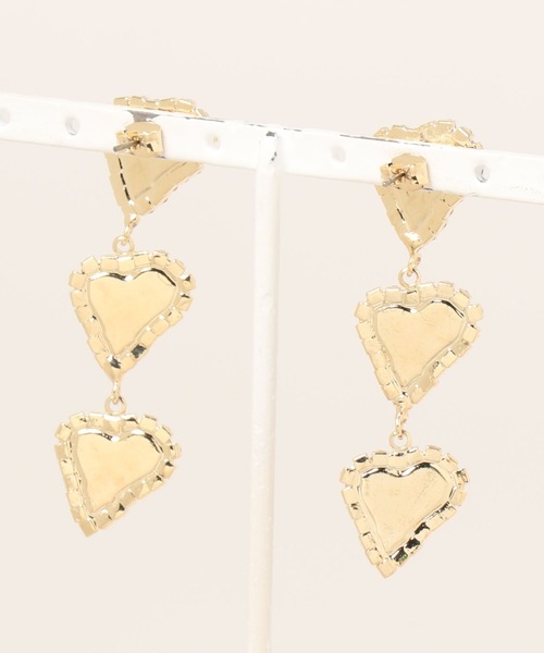 lilLilly（リルリリー）の「トリプルハートビジューピアス（ピアス（両耳用）・レディース・レッド/ピンク/ホワイト/パープル・FREE）」の5枚目の写真