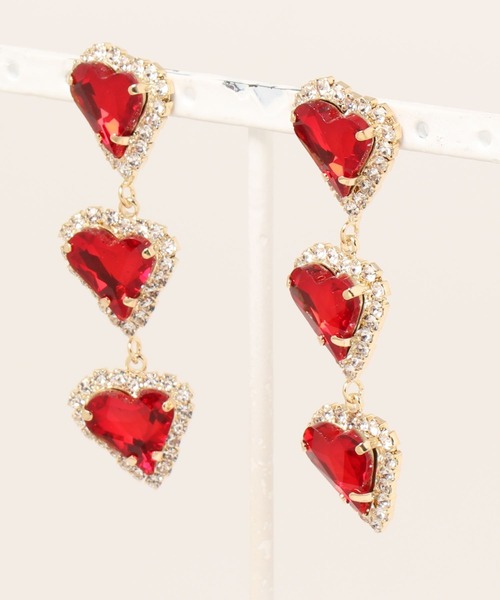 lilLilly（リルリリー）の「トリプルハートビジューピアス（ピアス（両耳用）・レディース・レッド/ピンク/ホワイト/パープル・FREE）」の11枚目の写真