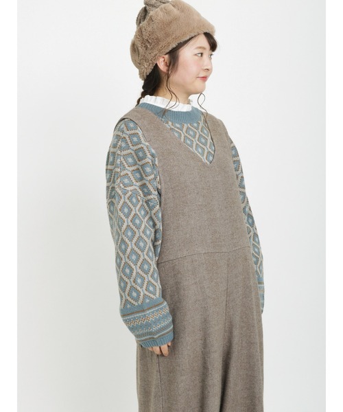 Samansa Mos2（サマンサ モスモス）の「ジャカードクルーカーディガン（カーディガン/ボレロ・レディース・ブルー/ブラック/ネイビー・ﾌﾘ-）」の6枚目の写真