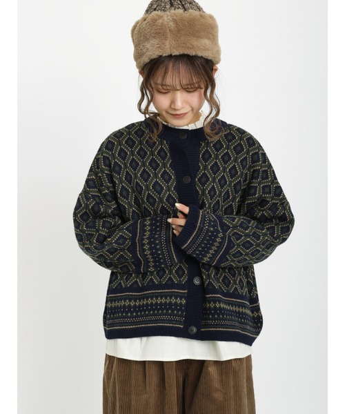 Samansa Mos2（サマンサ モスモス）の「ジャカードクルーカーディガン（カーディガン/ボレロ・レディース・ブルー/ブラック/ネイビー・ﾌﾘ-）」の11枚目の写真