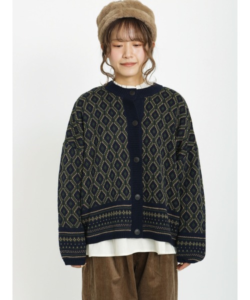 Samansa Mos2（サマンサ モスモス）の「ジャカードクルーカーディガン（カーディガン/ボレロ・レディース・ブルー/ブラック/ネイビー・ﾌﾘ-）」の12枚目の写真
